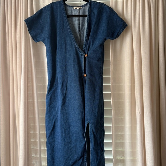 Aliya Wanek Denim Wrap Dress – Minimalist Sustainable Style, Size Small - Picture 1 of 3